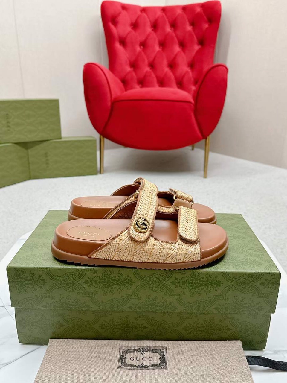 (1:1 replica) Gucci GG Women s Sandal Slides