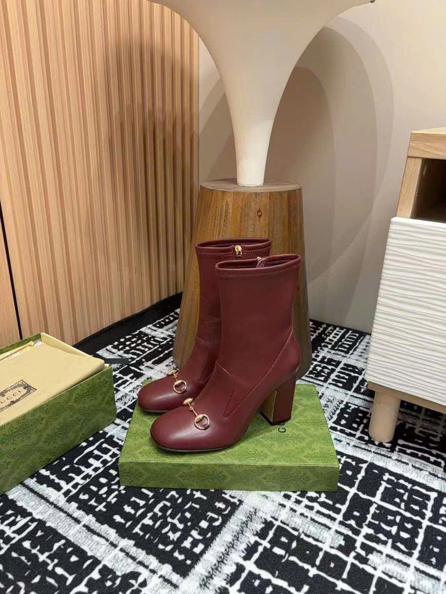 (1:1 replica) Gucci Horsebit Leather Boots 6.5cm/9.5cm