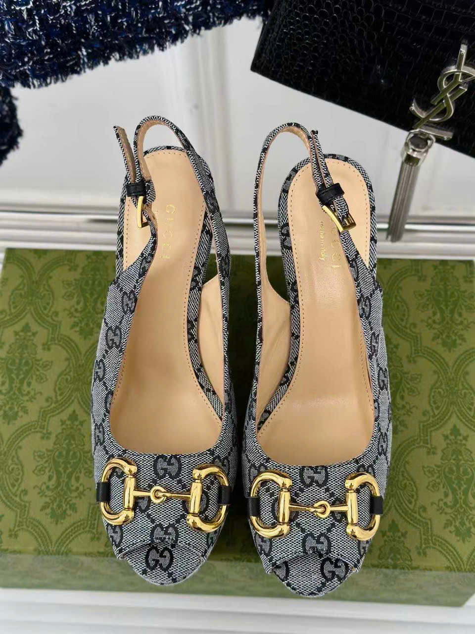 (1:1 replica) Gucci Wedge Women s Sandal 12cm