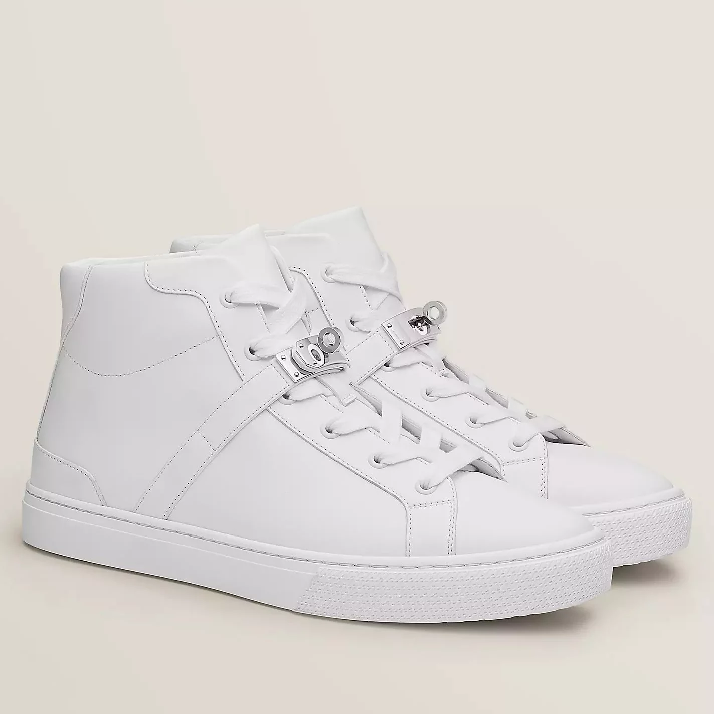(1:1 replica) Hermes Men s Daydream High-top Sneakers in White Leather HM031