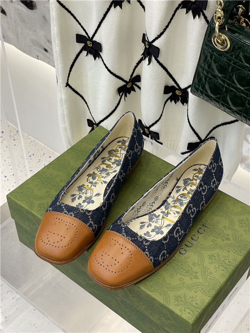 (1:1 replica) Gucci Square Toe Flat Shoes