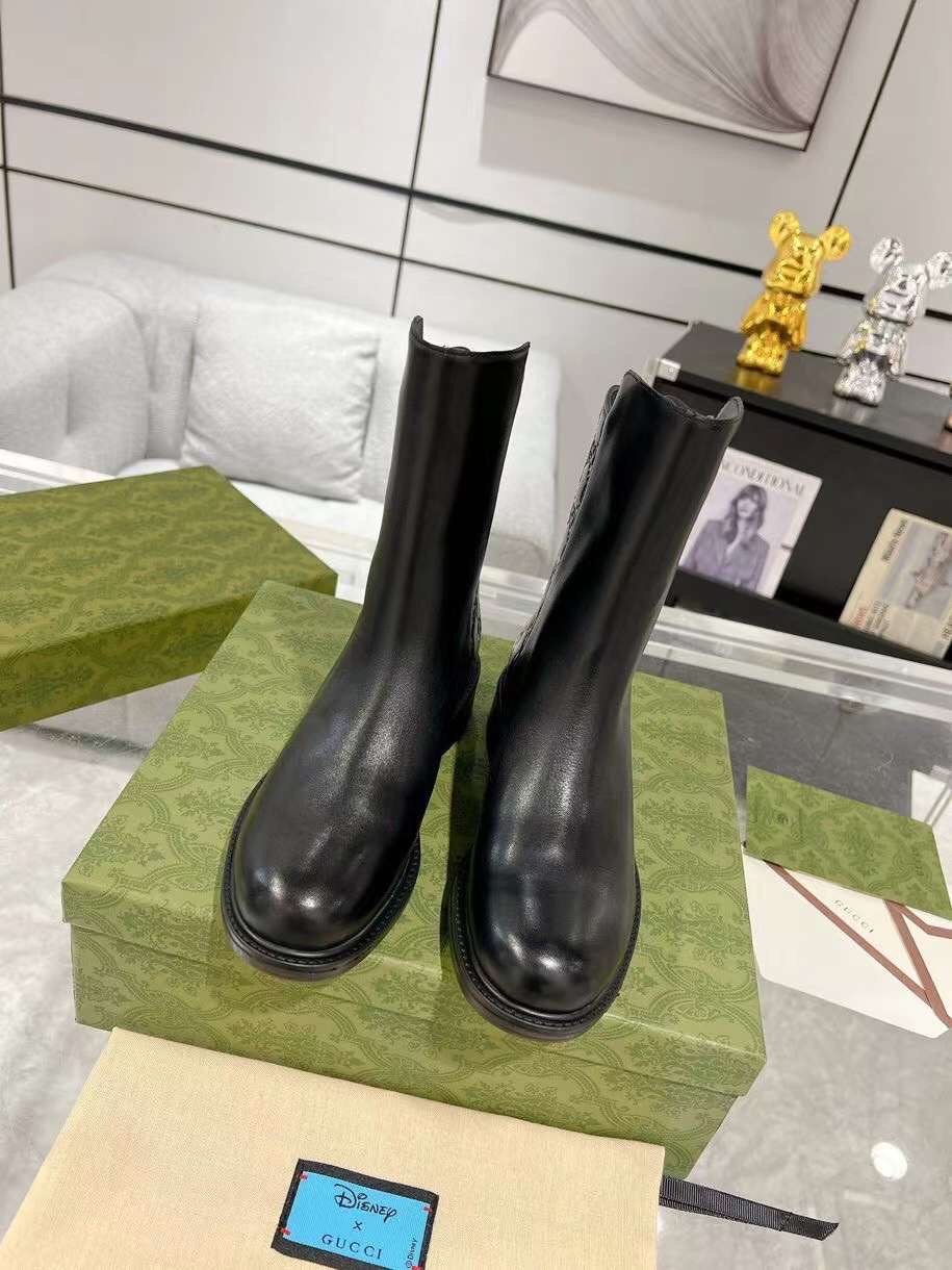 (1:1 replica) Gucci Leather Women s Ankle Boots