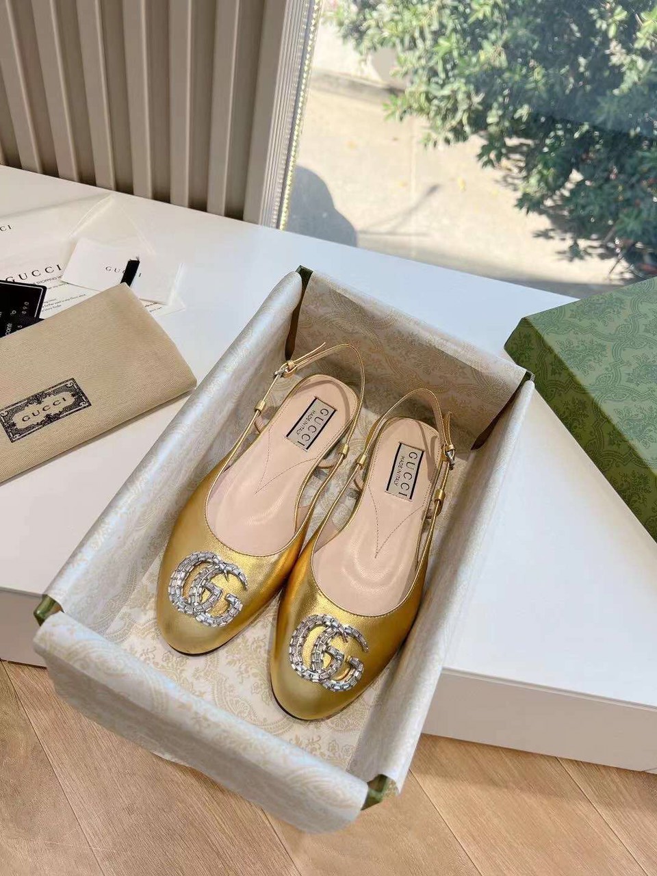 (1:1 replica) Gucci Slingback Flats Women s Shoes