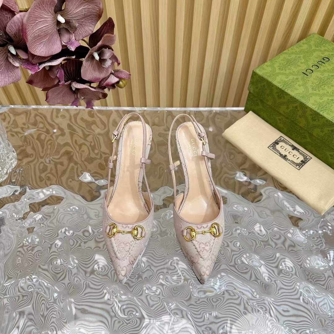 (1:1 replica) Gucci GG Horsebit Slingback Women s Sandal 10cm