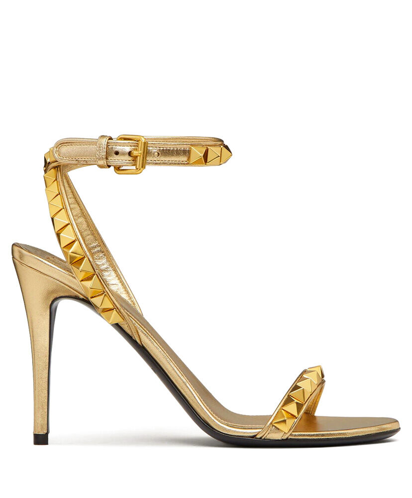 (1:1 replica) Valentino Women s Rockstud No Limit Sandal In Metallic Nappa 100MM