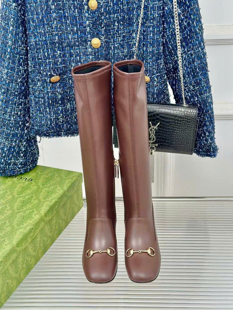 (1:1 replica) Gucci Horsebit Leather Long Boots