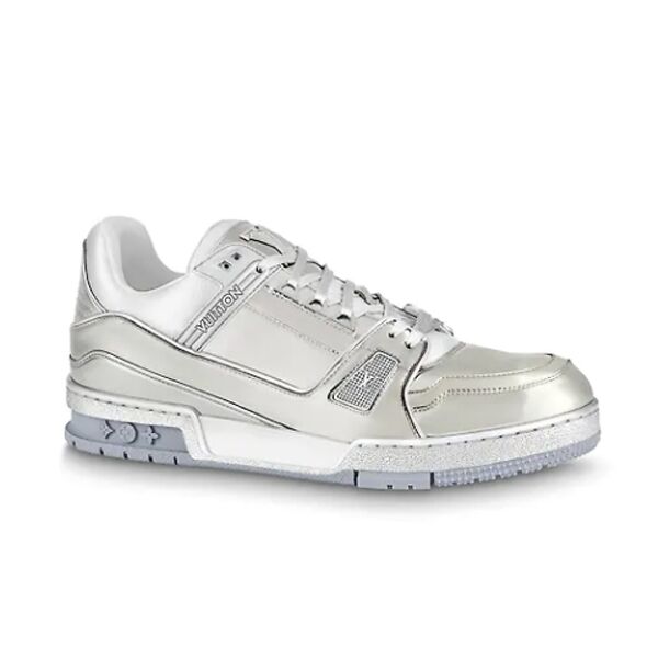 (1:1 replica) LOUIS VUITTON TRAINER SNEAKERS IN SILVER METALLIC CANVAS LVS035