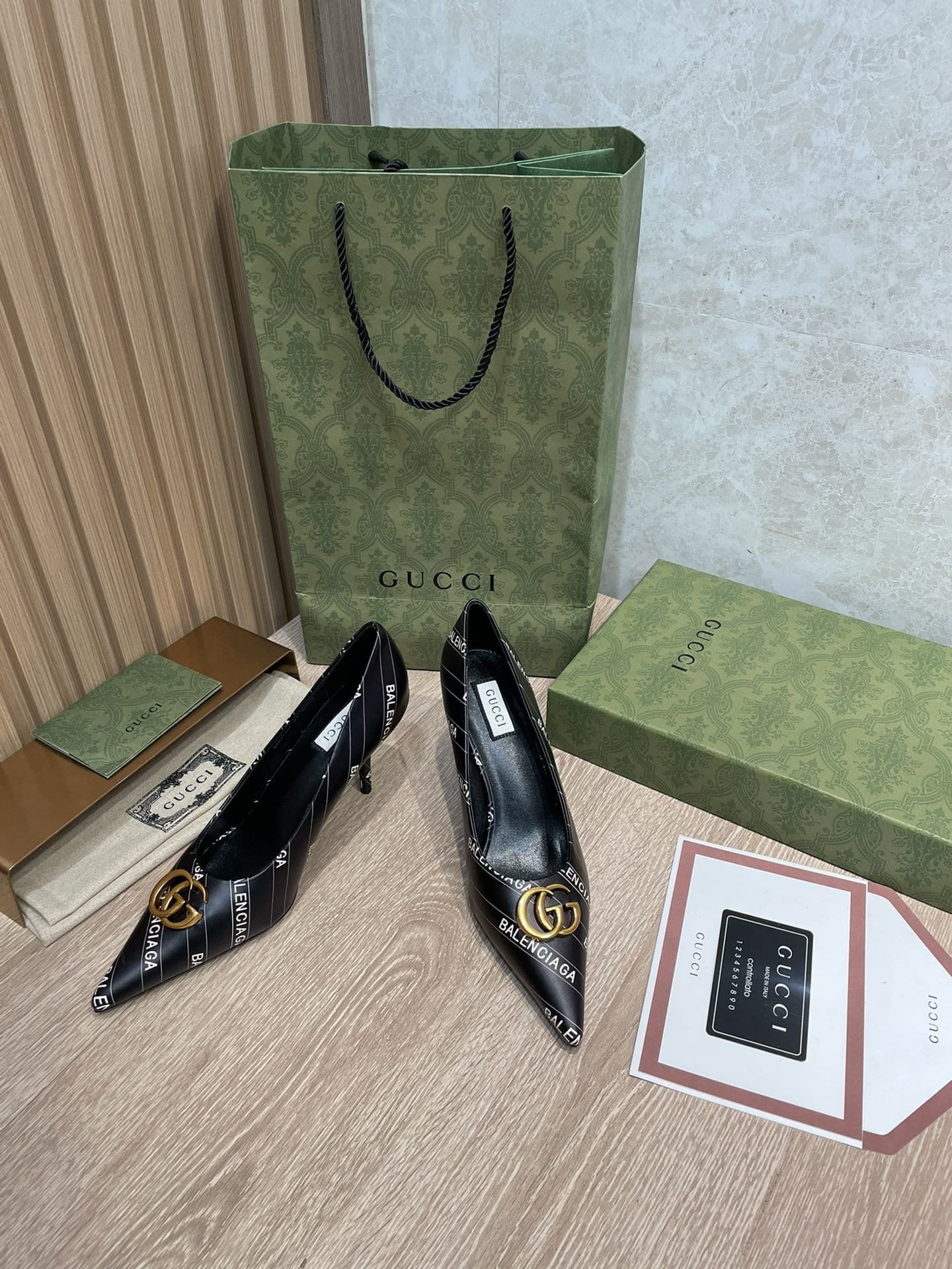(1:1 replica) Gucci Balenciaga The Hacker Project Square Knife Pump Black For Women GG
