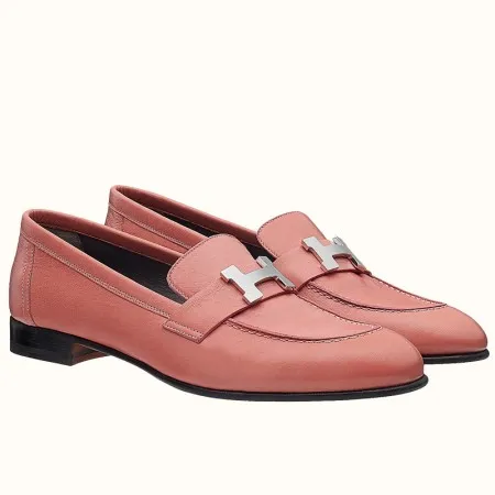 (1:1 replica) Hermes Women s Paris Loafers In Pink Goatskin HM083