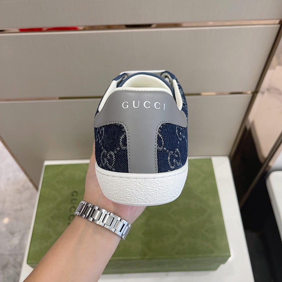 (1:1 replica) Gucci x Adidas Women s GG Sneakers Blue For Women 707861