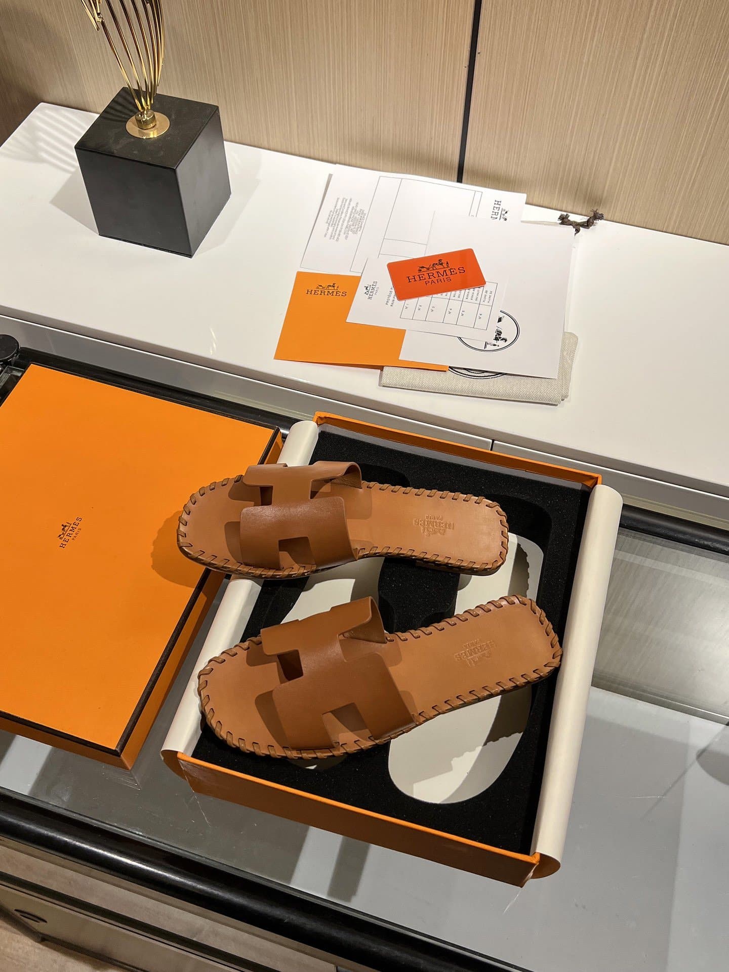 (1:1 replica) Hermes Oran Sandal Brown For Women, Women s Shoes H221110Z