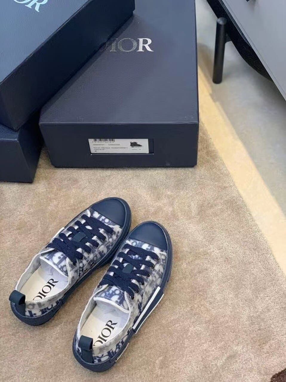 (1:1 replica) Christian Dior B23 Low-Top Sneaker Blue CD Beaded Canvas Blue For Women CD