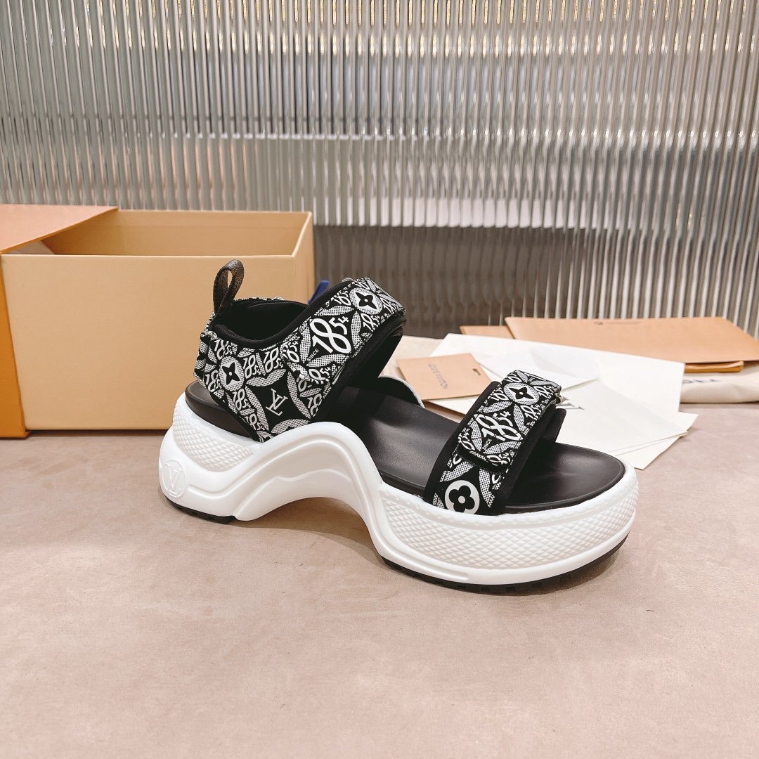 (1:1 replica) Louis Vuitton Women s LV Archlight Flat Sandal Black For Women LV