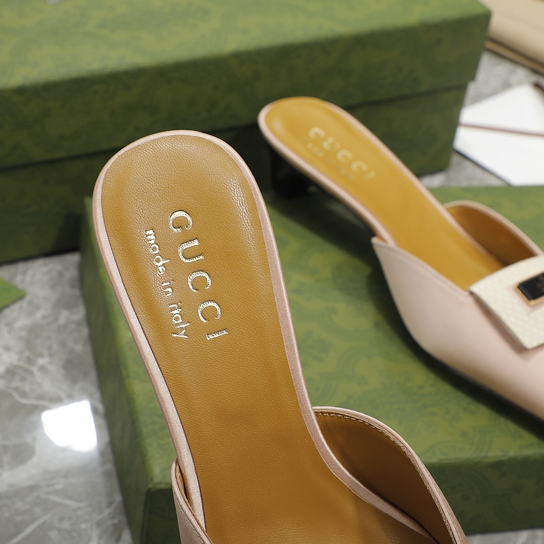 (1:1 replica) Gucci Slipper Sandals Pink For Women GG