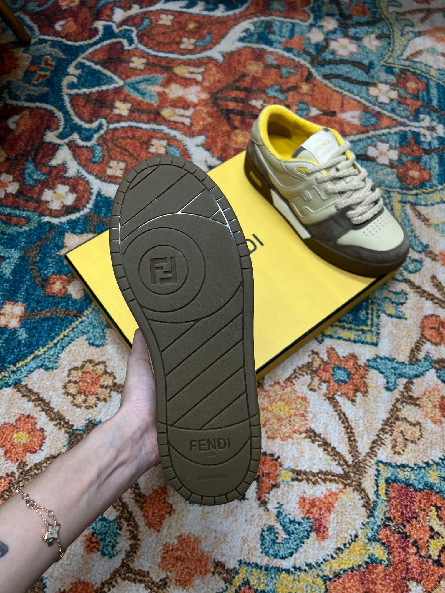 (1:1 replica) Fendi Match Low Tops In Beige For Women 8E8252AHH2F1FHU