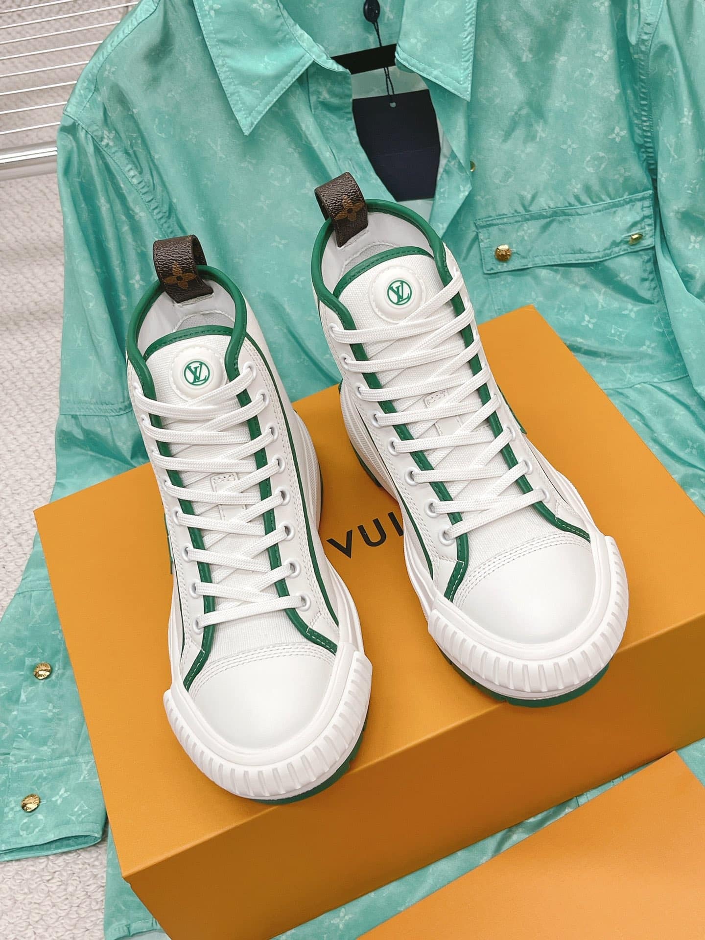 (1:1 replica) Louis Vuitton Women s LV Squad Sneaker Boot Green For Women LV