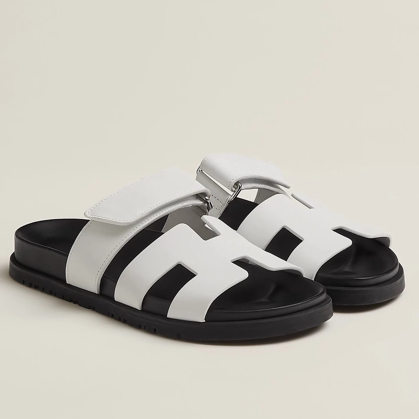 (1:1 replica) HERMES MEN S CHYPRE SANDALS IN WHITE CALFSKIN HMSD008