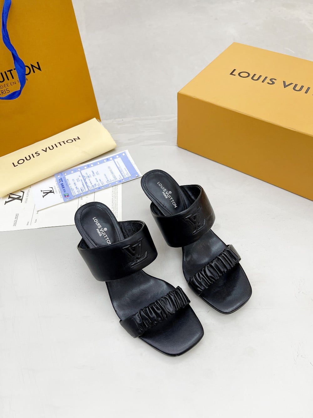 (1:1 replica) Louis Vuitton Women s Drapy Mule Black For Women LV 1AAB39