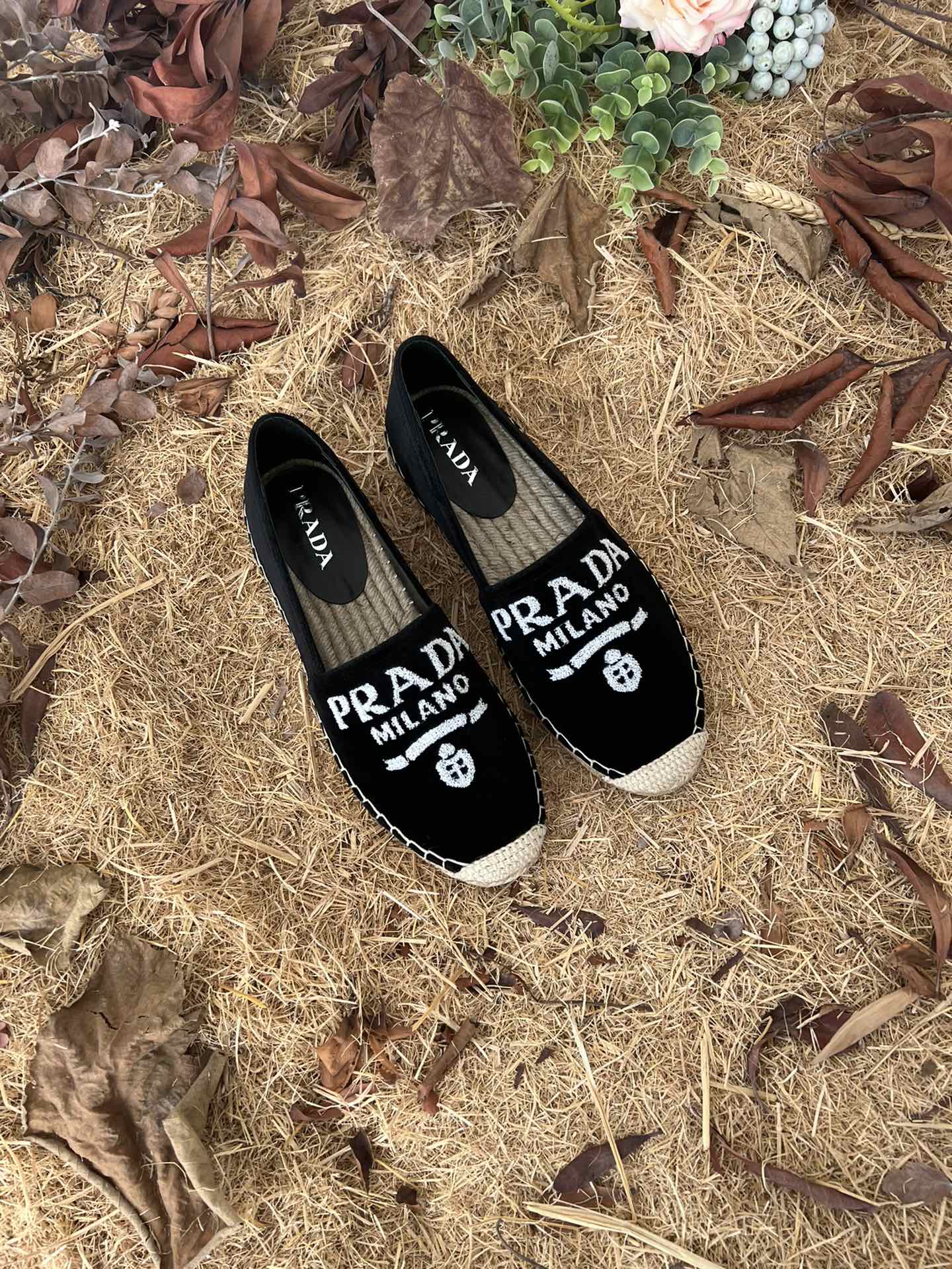 (1:1 replica) Prada Espadrillas In Velluto Black For Women 0.8in/20mm PRD P00618374