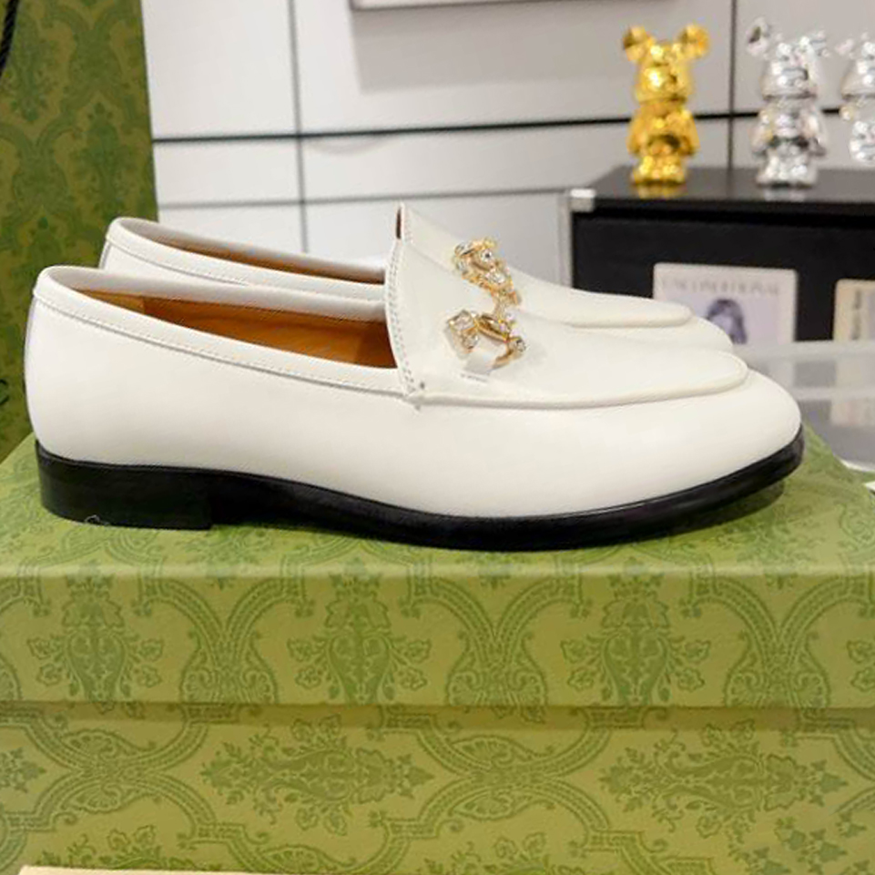 (1:1 replica) Gucci Jordaan White Black Loafer GL070