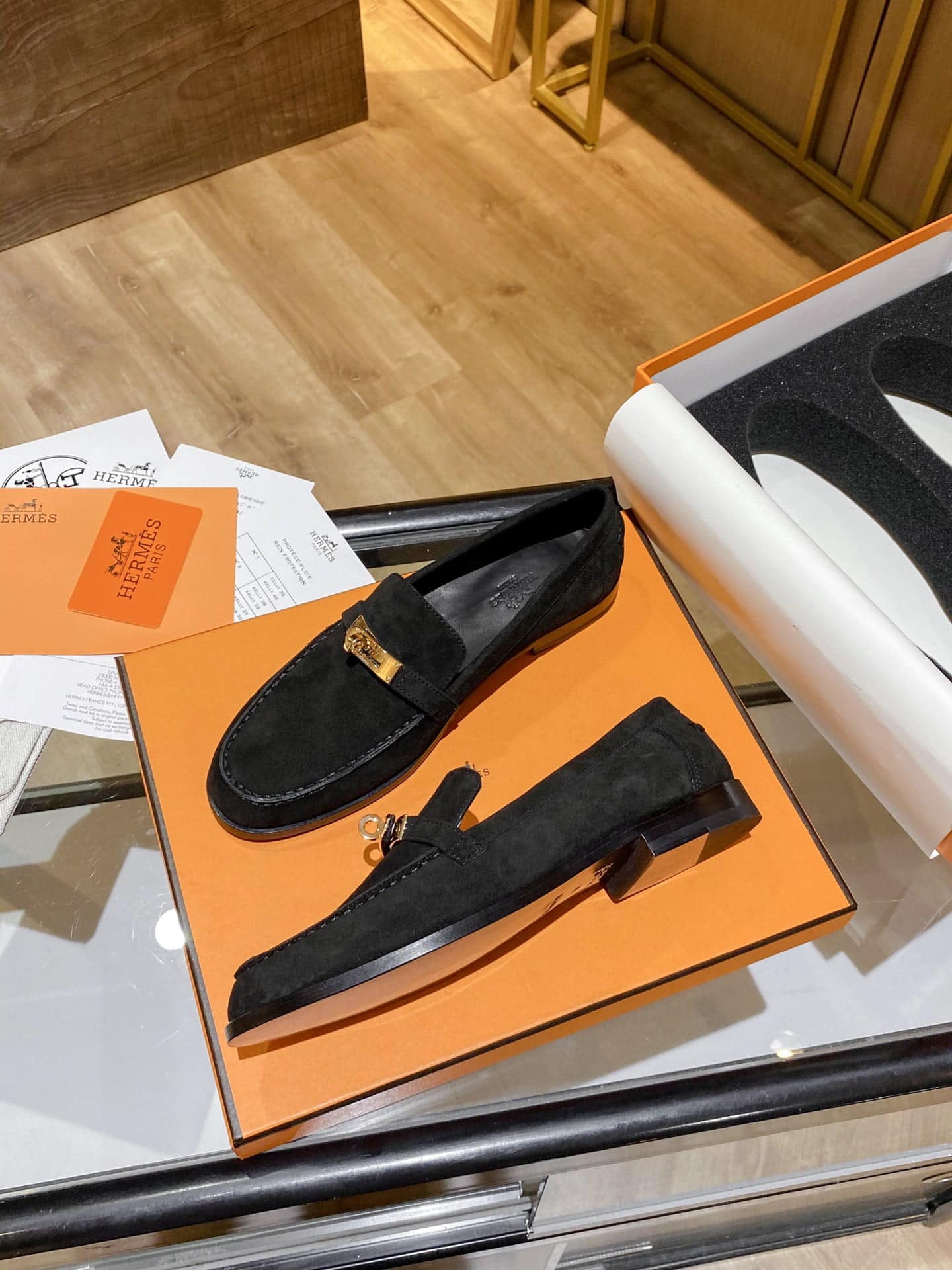 (1:1 replica) Hermes Destin Loafer Black For Women, Women s Shoes H212116Z 9M360