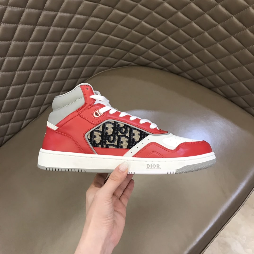 (1:1 replica) Christian Dior Women s B27 High-Top Sneaker Red For Women CD