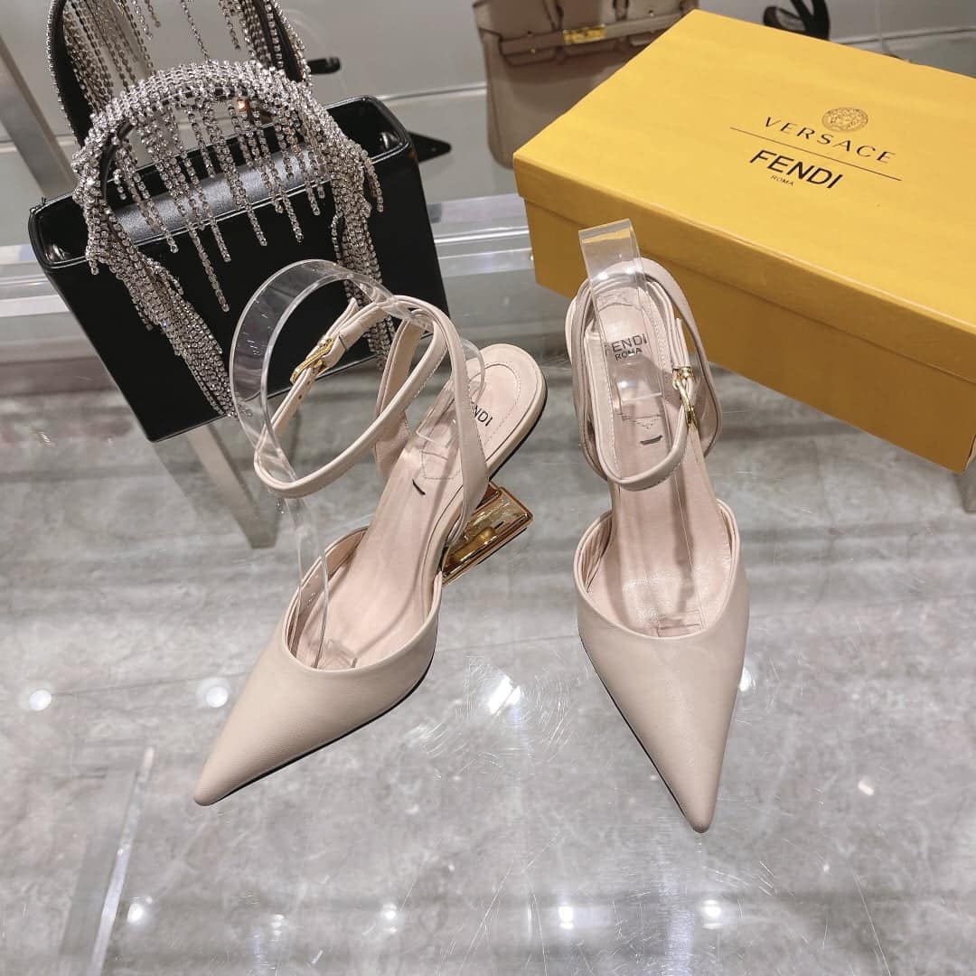(1:1 replica) Fendi First Pink High-Heeled Slingbacks For Women 8J8367NA7F18ZI