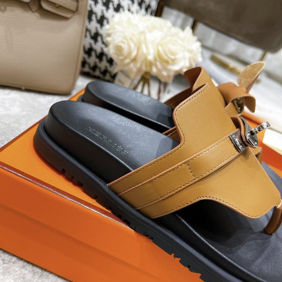 (1:1 replica) Hermes Elixir Sandal Brown For Women, Women s Shoes