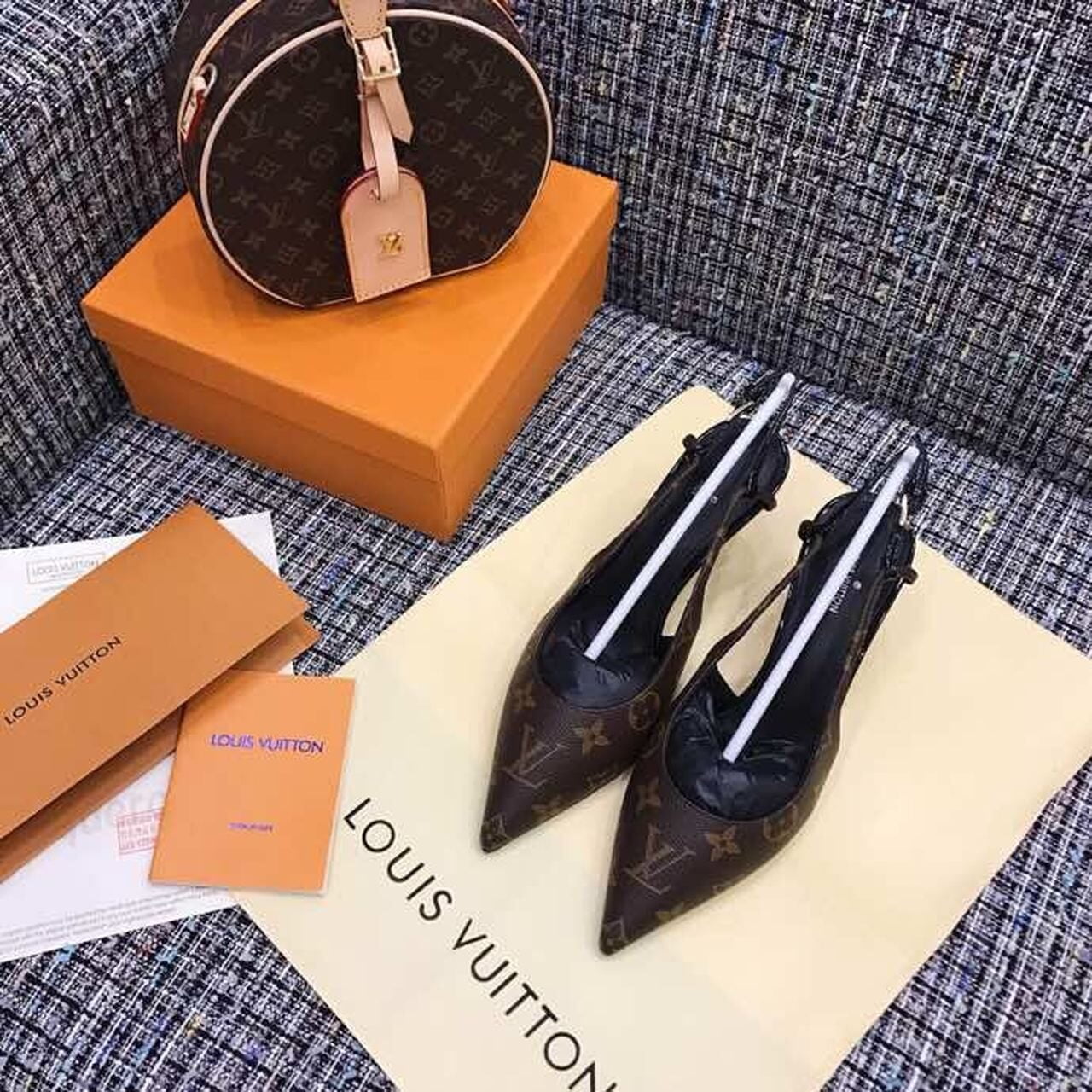 (1:1 replica) Louis Vuitton Ch?rie Slingback Pump Spring/Summer Collection 1A5BPP Brown