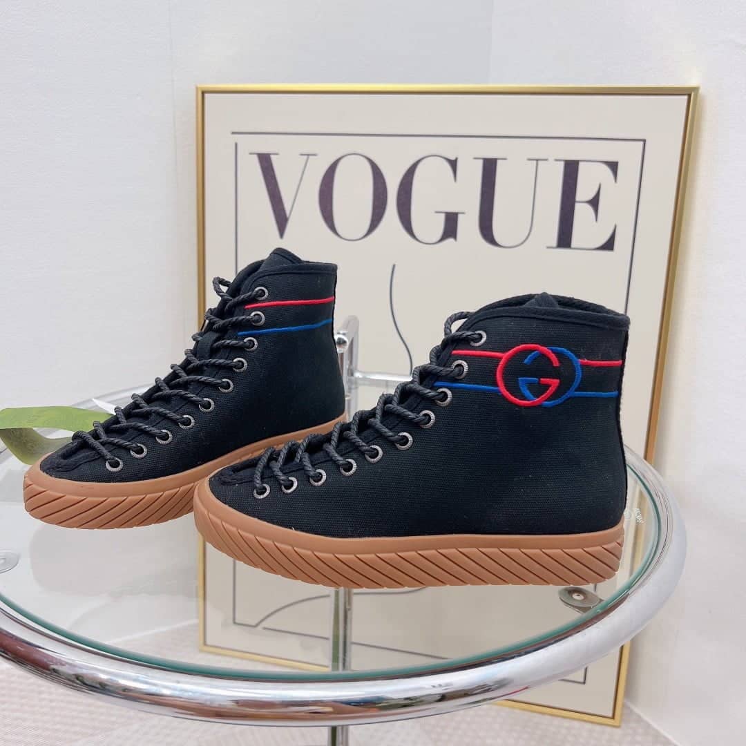 (1:1 replica) Gucci Women s Interlocking G High-Top Sneaker Black For Women GG