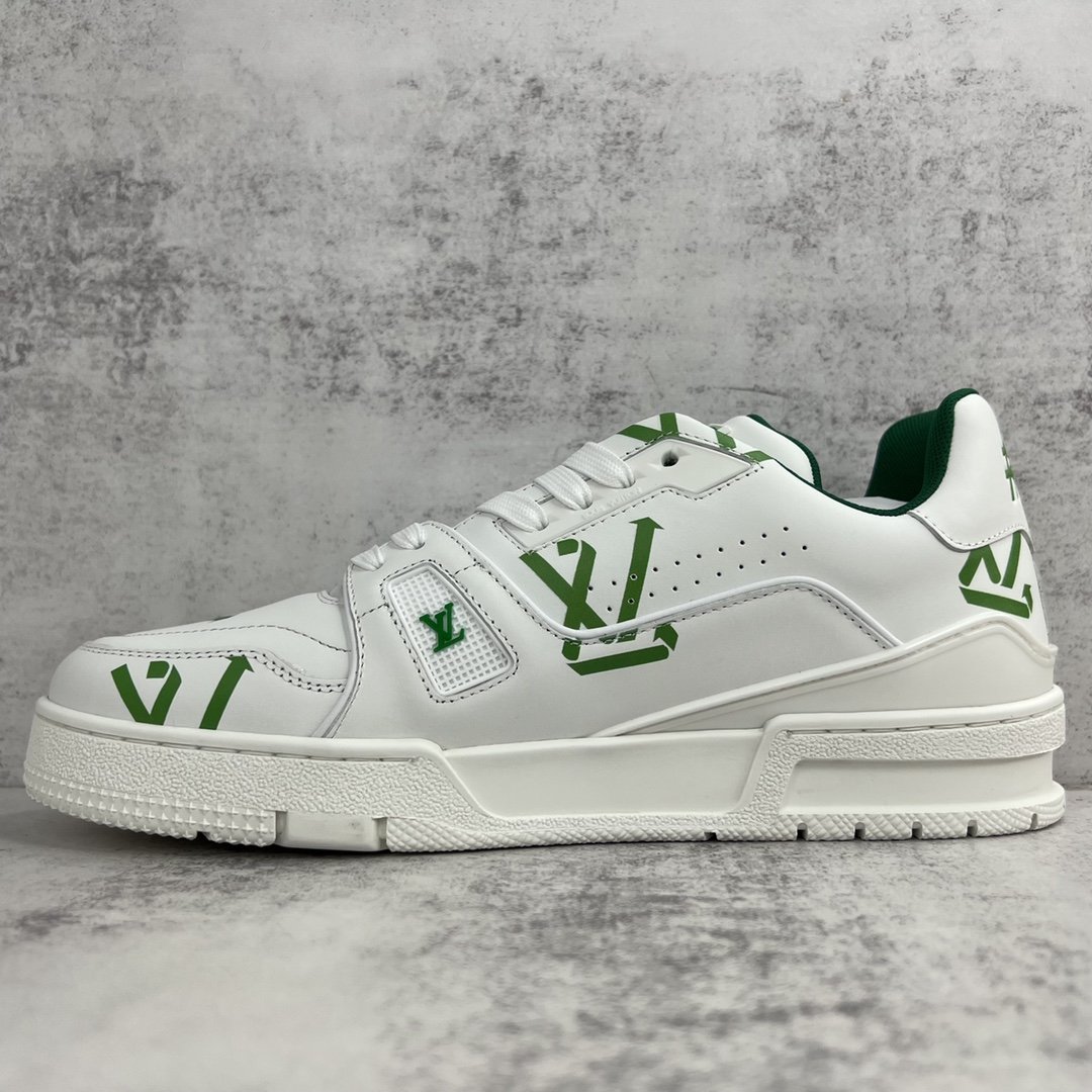 (1:1 replica) Louis Vuitton Women s LV Trainer Sneaker Green For Women LV 1AAGXF