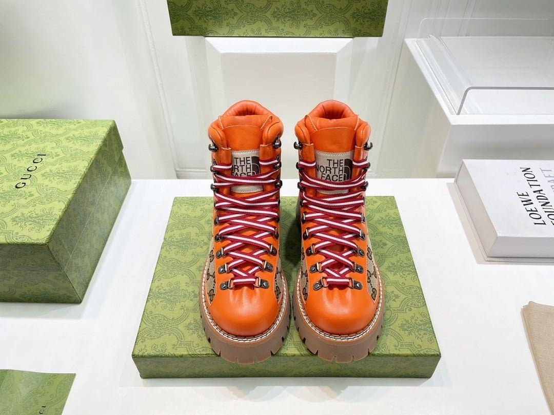 (1:1 replica) Gucci The North Face x Gucci Boot Orange For Women 679914 18A40 7570