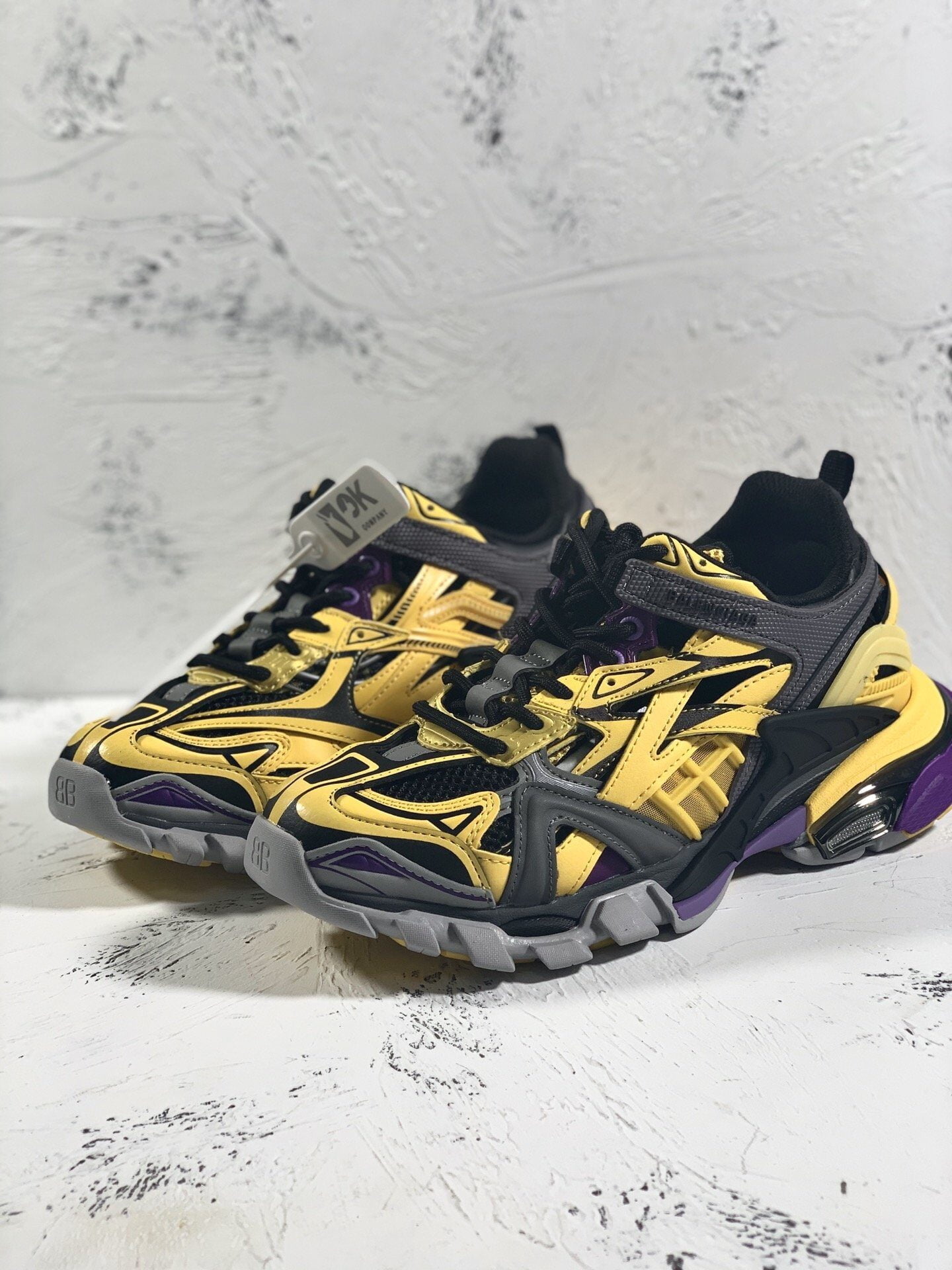(1:1 replica) Balenciaga Track.2 Clear Sole Trainers Black/Yellow For Women