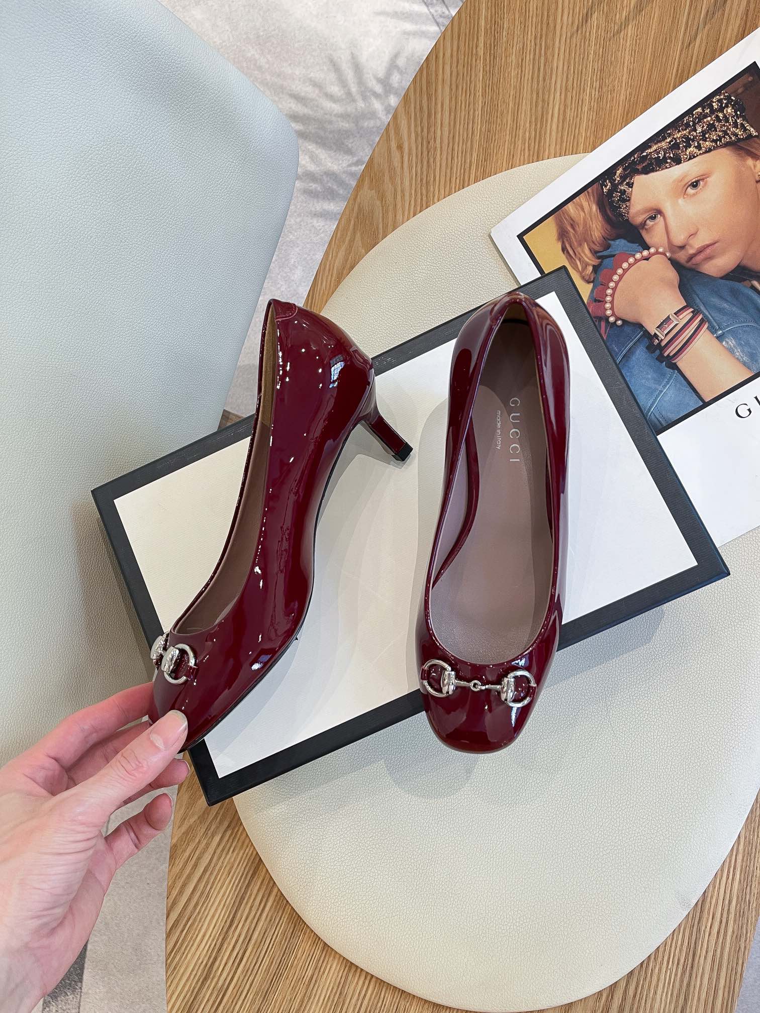 (1:1 replica) Gucci Women s Pump With Horsebit Red For Women GG