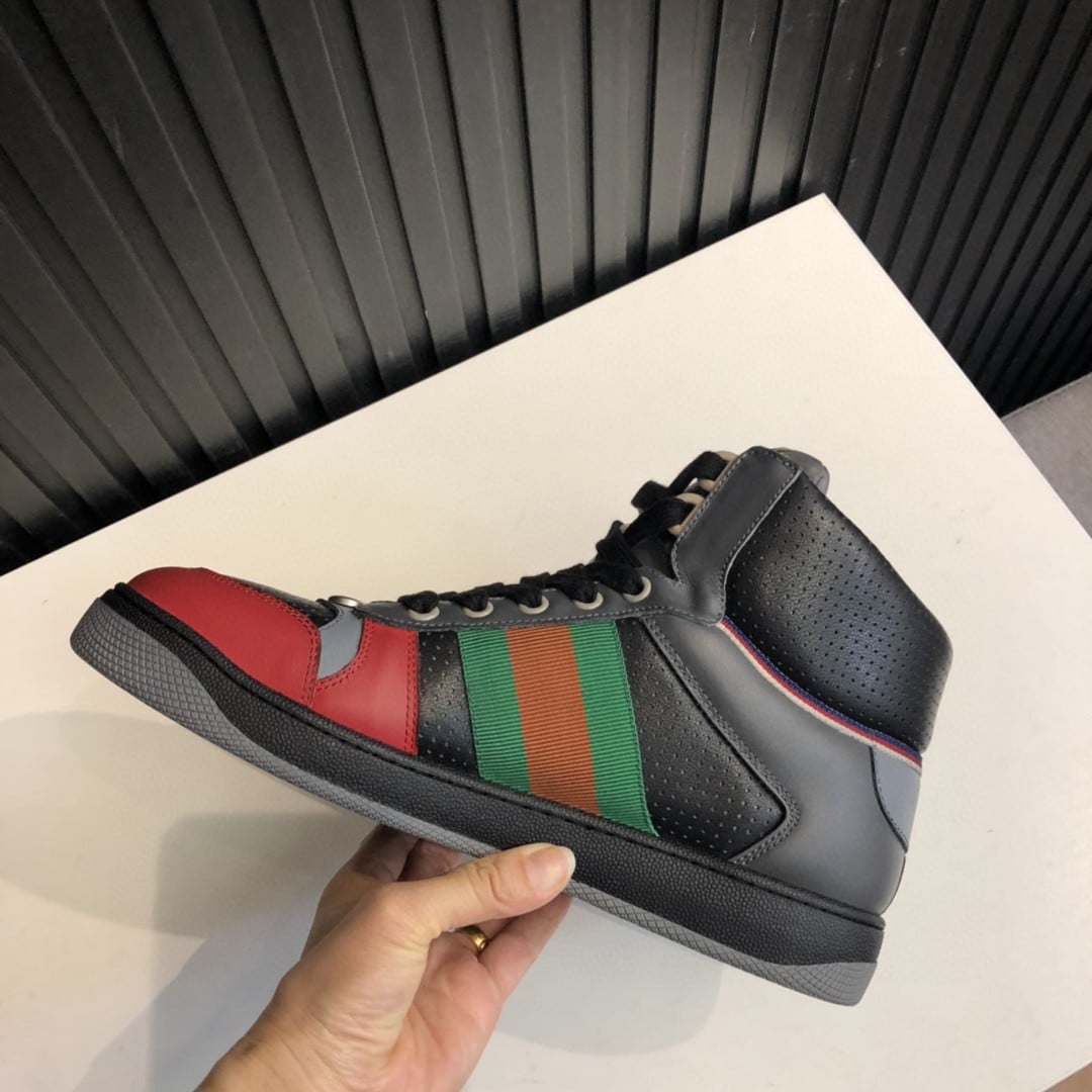 (1:1 replica) Gucci Women s Screener Distressed High-Top Sneakers Black For Women 5637309