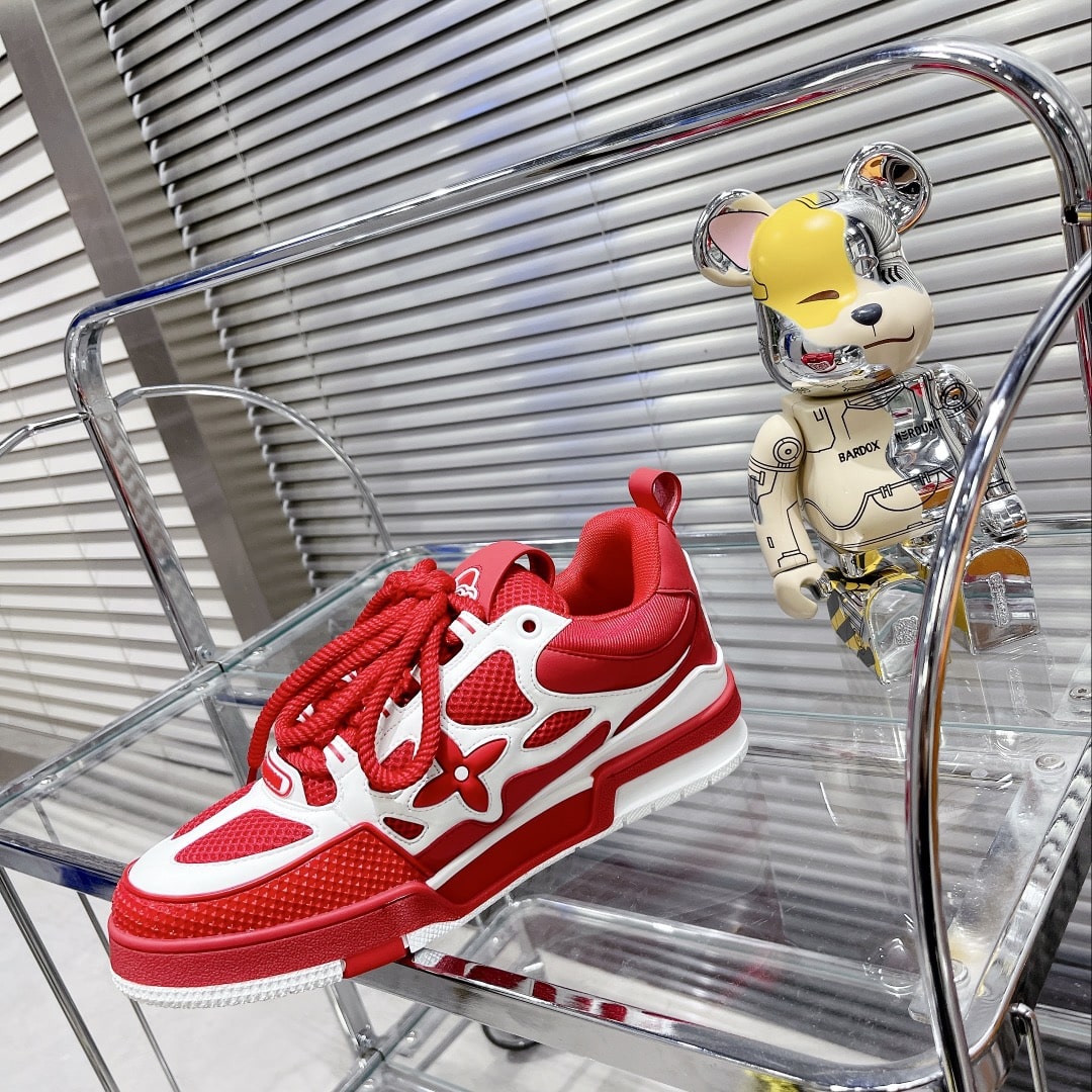 (1:1 replica) Louis Vuitton Women s Skate Sneakers Red For Women LV