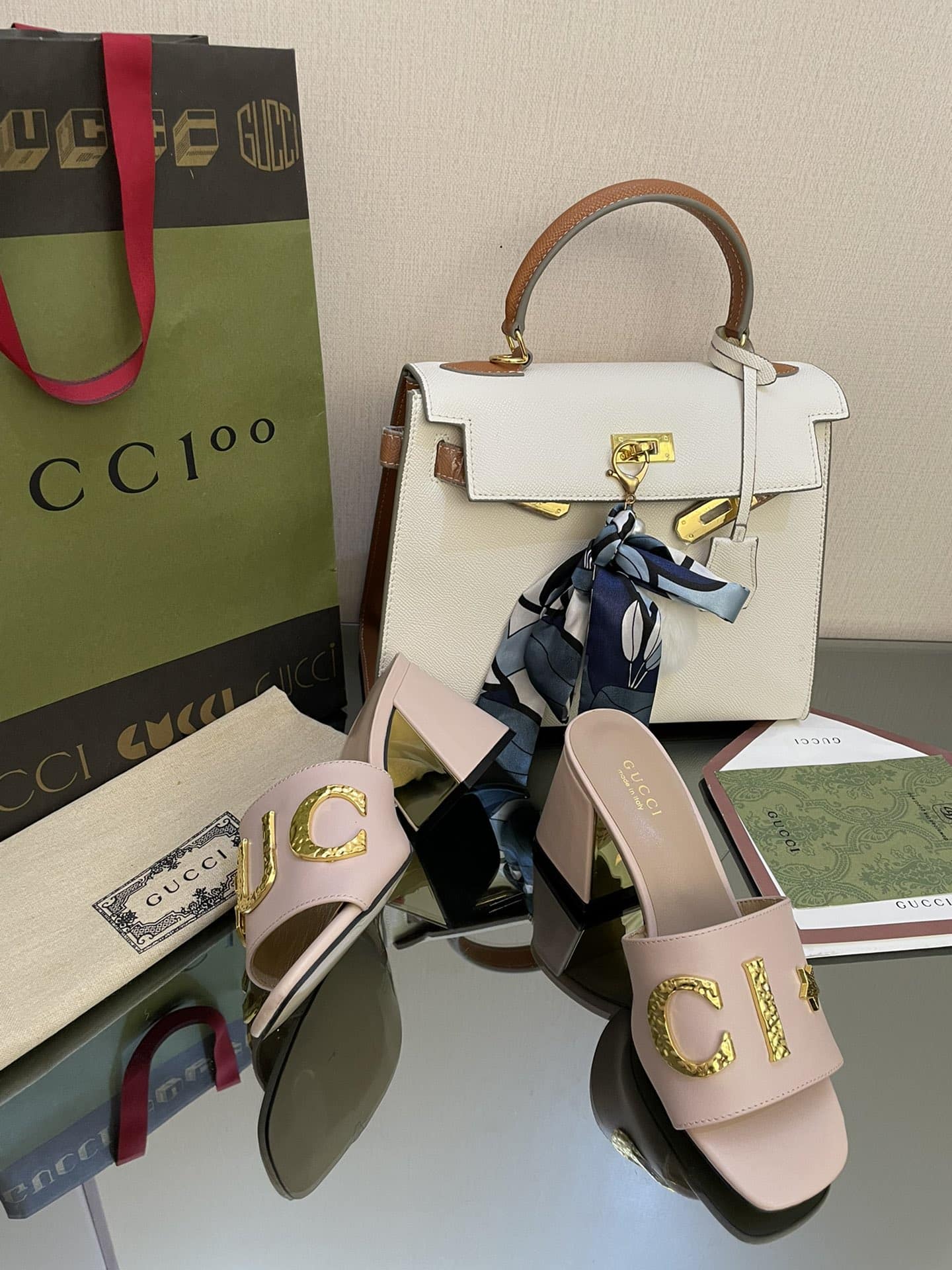 (1:1 replica) Gucci Women s Gucci Slide Sandal Light Pink For Women GG