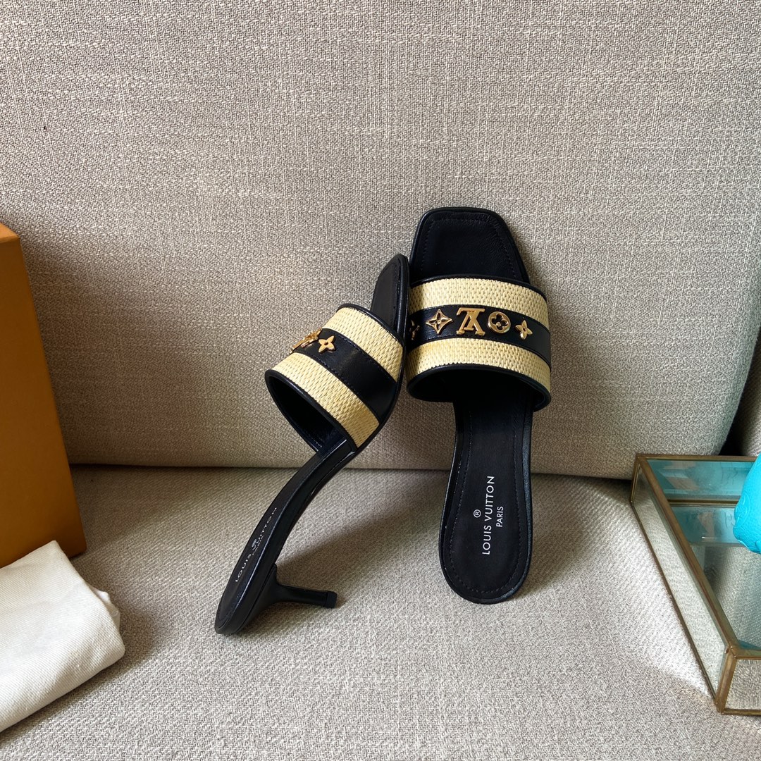 (1:1 replica) Louis Vuitton Women s Lock It Mule Black For Women LV 2.2in/5.5cm