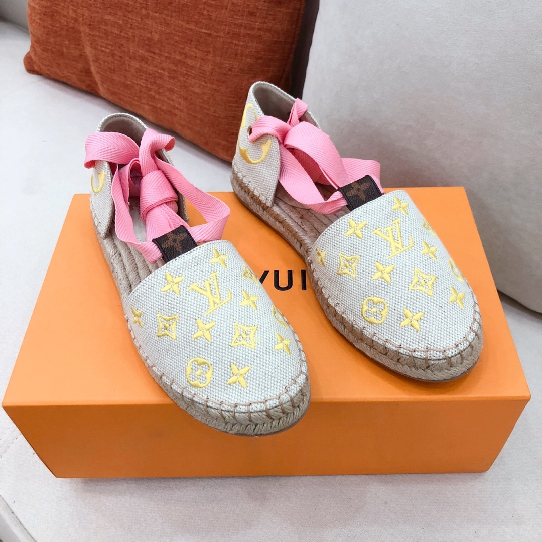 (1:1 replica) Louis Vuitton Women s Starboard Flat Espadrille Yellow For Women LV
