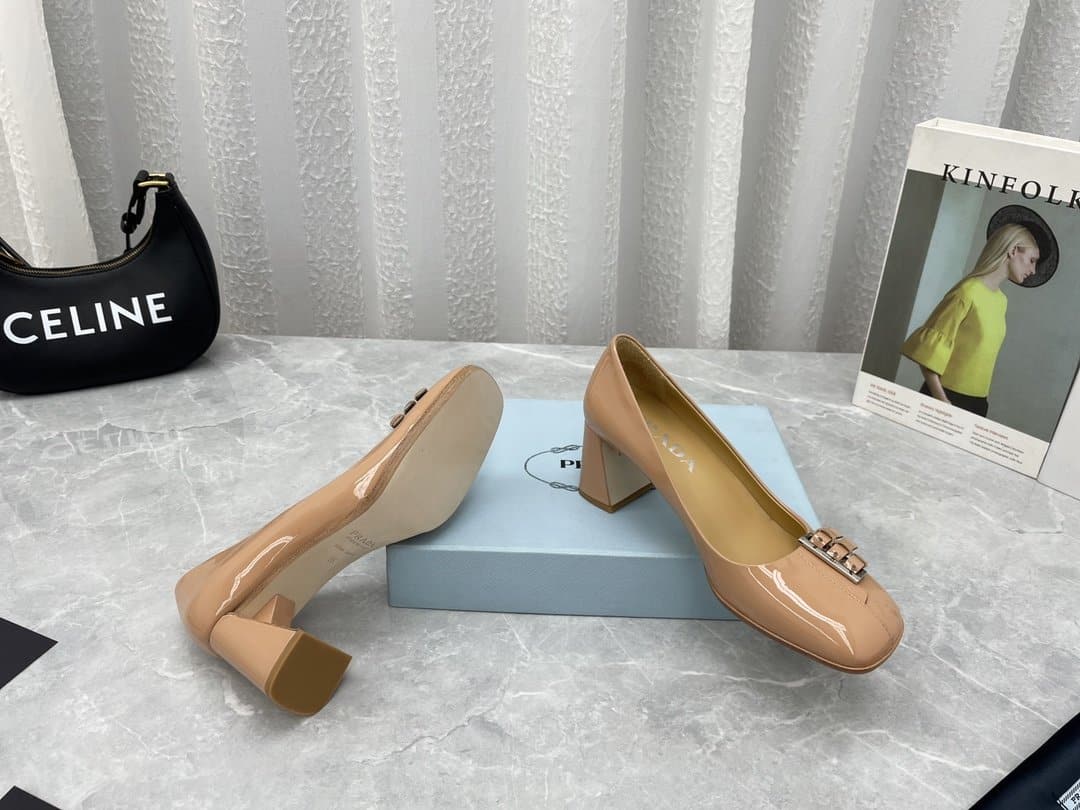 (1:1 replica) Prada Brushed Pumps Beige For Women 2.5in/65mm PRD