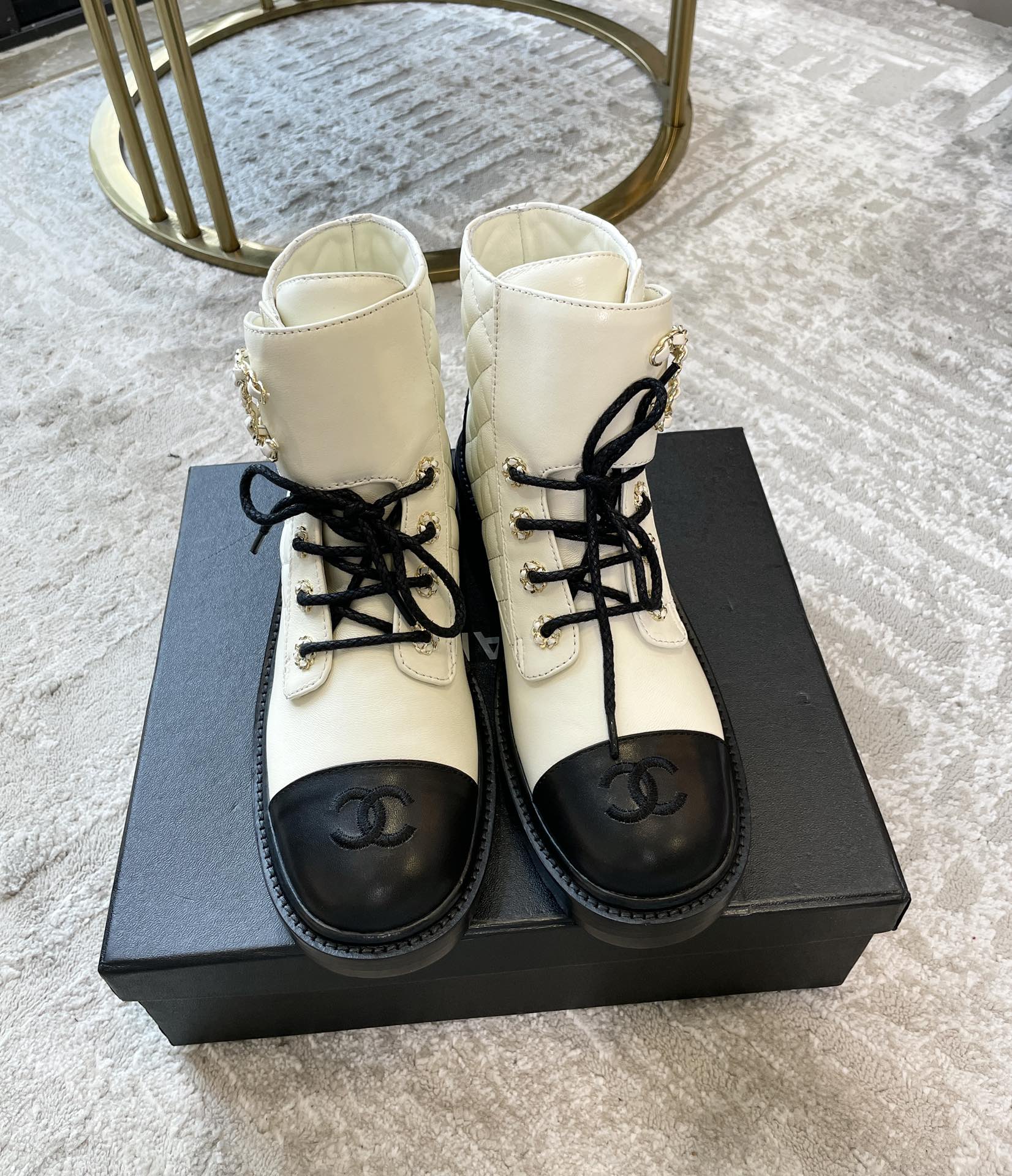 (1:1 replica) Chanel Women s Lace- Ups White For Women 1.5in/ 4cm