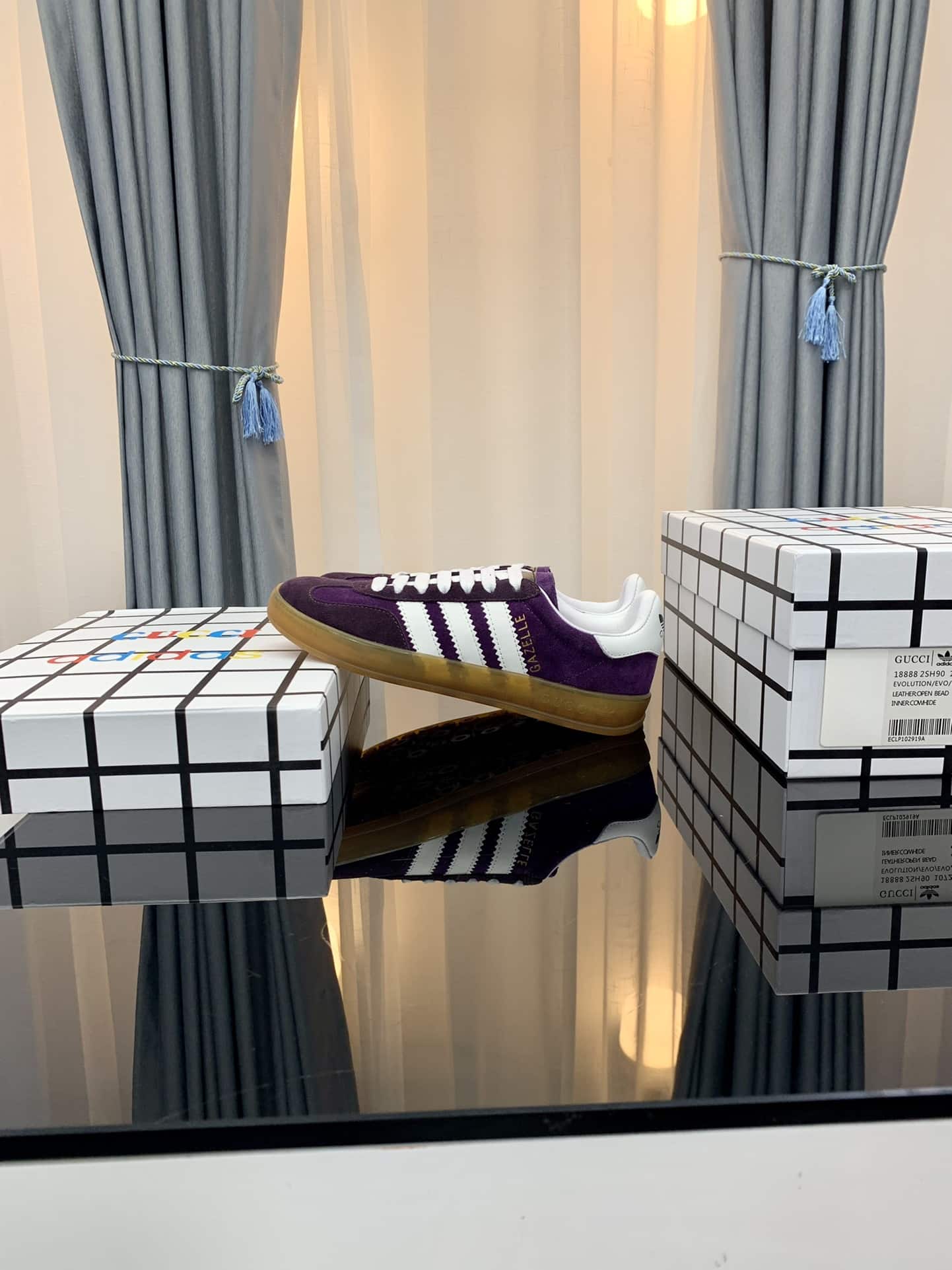 (1:1 replica) Gucci x Adidas Women s Gazelle Sneaker Purple For Women GG