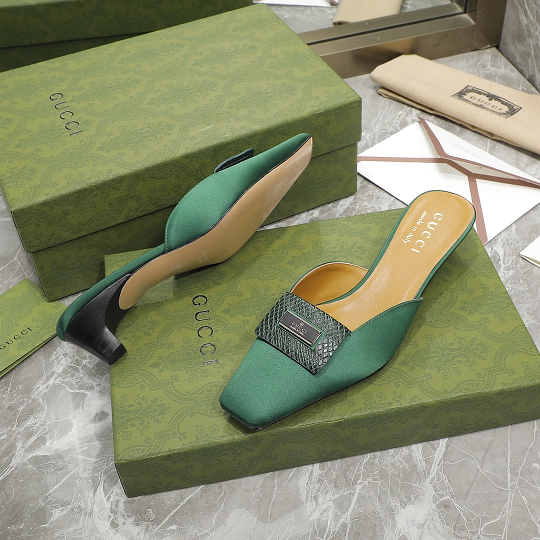 (1:1 replica) Gucci Slipper Sandals Green For Women GG