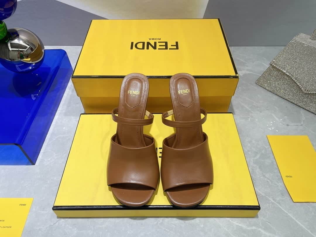 (1:1 replica) Fendi First Brown High-Heeled Sandals For Women 8R8212NA7F148R