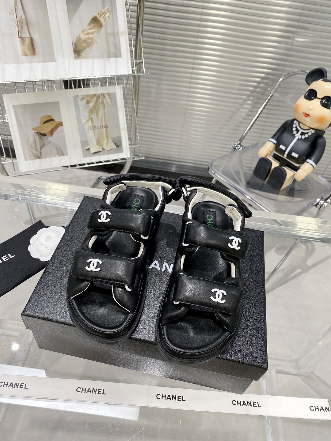 (1:1 replica) Chanel Women s Sandals With Chanel Logo Black For Women