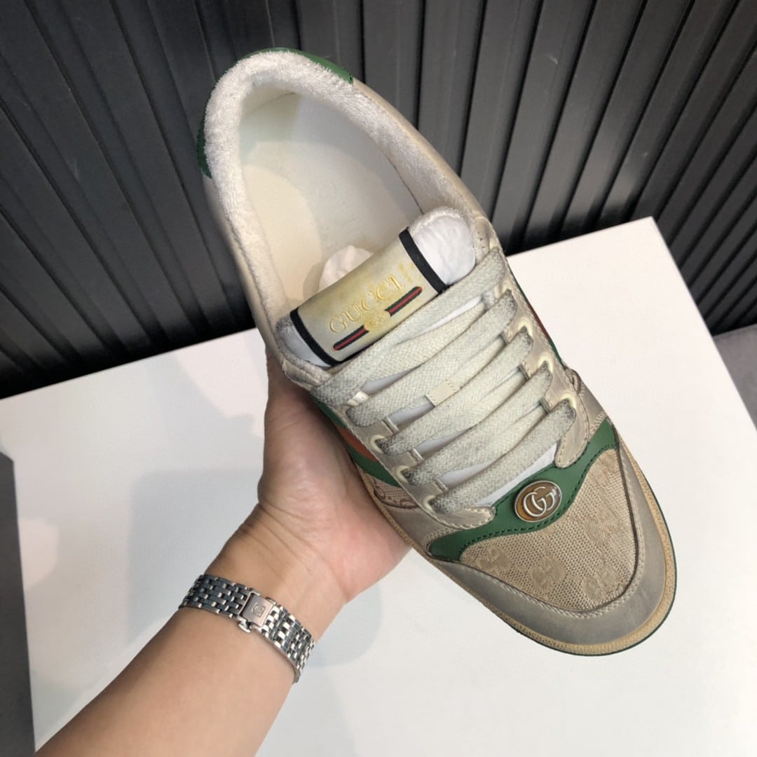 (1:1 replica) Gucci Women s GG Screener Distressed Green Orange For Women 570443 9Y920 9666