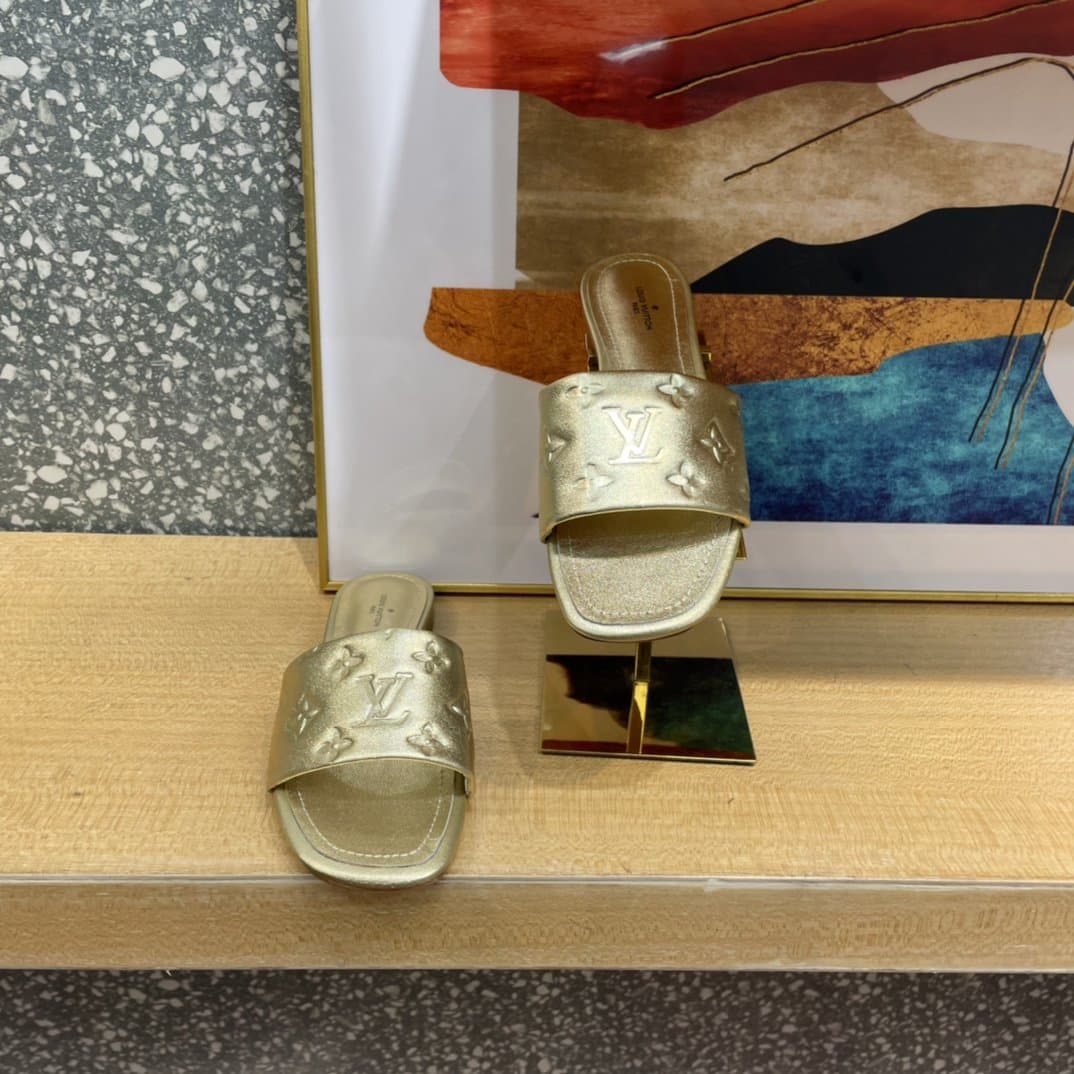 (1:1 replica) Louis Vuitton Women s Revival Flat Mule Gold For Women LV 1A9QKC