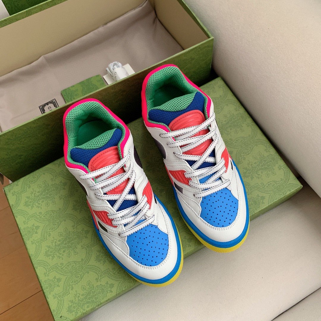 (1:1 replica) Gucci Women s Basket Sneaker White Pink And Blue For Women 661311 2SH80 9063