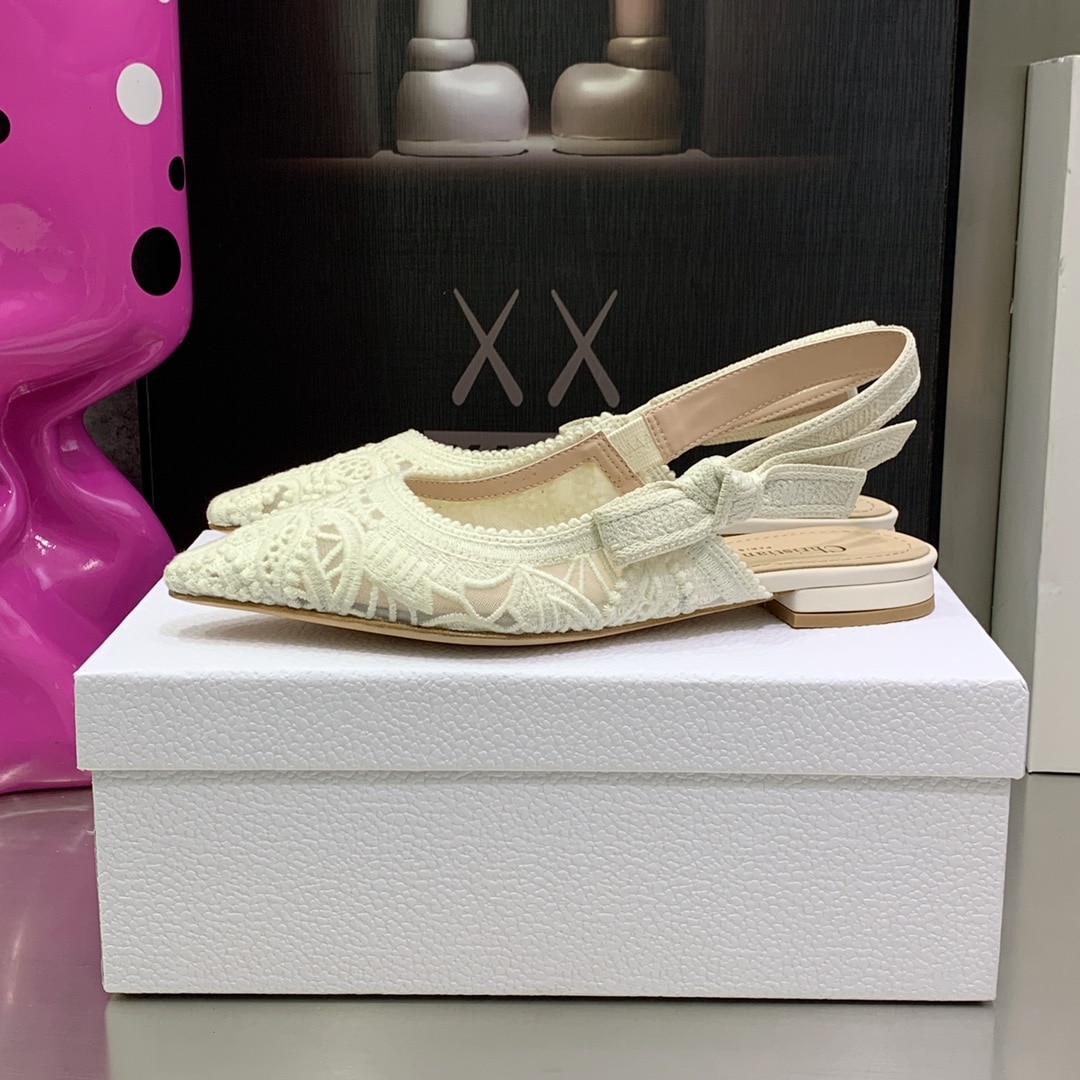 (1:1 replica) Christian Dior Women s J Adior Slingback Ballerina Flat White For Women CD