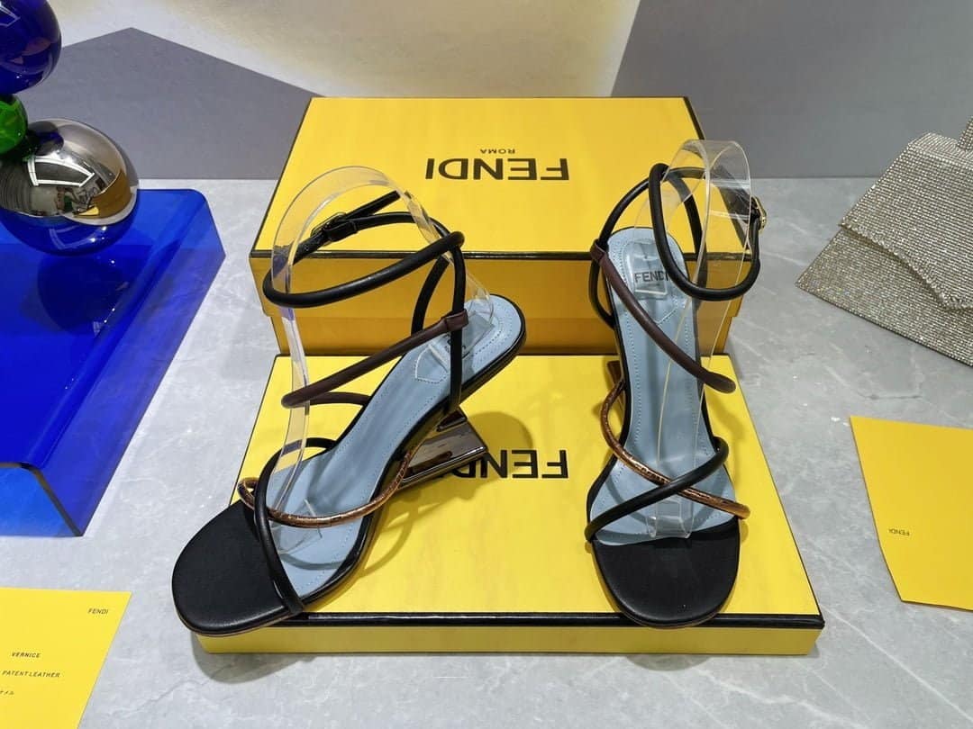 (1:1 replica) Fendi First Brown Nappa High-Heeled Sandals For Women 8X8274AHIUF1H0L
